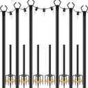 AILBTON 10Ft Exterior Light Poles 6 Pack, Durable Metal String Light Posts for Outdoor Use, Equipped with Fixed Brackets for Yard, Terrace, and Garden Lighting Decor and Backyard
