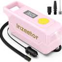 Inzeetor 150 PSI Tire Inflator Portable Air Compressor, 12V DC Auto Shutoff Air Pump with Digital Pressure Gauge and Emergency LED Light for Car Tires, Bicycle & Balloons, Pink