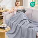 EMME Cotton Muslin Large Throw Blanket Couch Breathable Gauze Blanket Soft Lightweight Bed Blankets Adults (Dusty Blue, 50"x70")