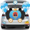 2 x Christmas Trunk or Treat Party Decorations - Princess Prince Car Archway Garage Decoration Blue Pumpkin Cartoon Cutouts with Backdrop Balloons for House Outdoor Decor Birthday Gifts, 42Pcs