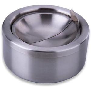 hanlongyu Outdoor Ashtray with Lid, Flip Top Stainless Steel Ash Tray, Metal Windproof Cigarette Ashtrays for Indoor or Outdoor Use, Desktop Ashtray Office Patio Home Decor