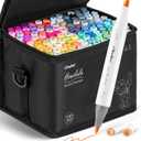 Ohuhu Alcohol Markers Brush Tip -Double Tipped Art Marker Set for Artist Adults Coloring Illustration - 120 Colors- Brush & Chisel Dual Tips- Honolulu of Ohuhu Markers- Refillable Alcohol-based Ink