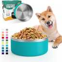 IKITCHEN Dog Bowl for Food and Water, 40 Oz Stainless Steel Pet Feeding Bowl, Durable Non-Skid Double Wall Insulated Heavy Duty with Rubber Bottom for Medium Large Dogs (40 Ounces/5 Cup, Lakeblue)