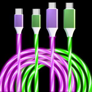 2 Pack Light up USB C to USB C Cable Fast Charging Cable LED Type C Charger Cord for iPhone 15 Series,MacBook Air,iPad Pro,Pixel,Samsung Galaxy S23/S24 39inches (Green&Purple)