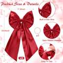 Suncalla 3 Pcs 2 FT Large Burgundy Christmas Bows Decorations Big Satin Bows Hanging Wall Decors for Room Fireplace Coquette Birthday Backdrop Bridal Shower Wedding Bachelorette Xmas Party Supplies