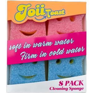 8-Pack Toast-Shaped Kitchen Dish Scrub Sponges, Temperature Controlled Colorful Non-Scratch Dual-Sided Cleaning Pads, Multipurpose Premium Cleaning Sponges for Kitchen, Bathroom & Household Use