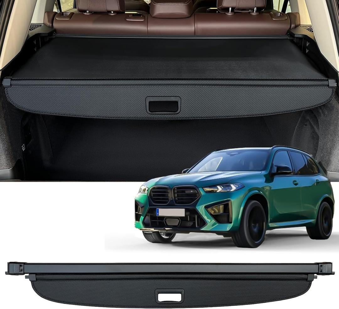 AUXKO Retractable Cargo Cover for BMW X5 2025-2019, Trunk Cargo Cover Luggage Security Shade Cover for 2025 2024 BMW X5 Accessories Shielding Shade Anti-Peeping Luggage Privacy Screen, Carbon Fiber