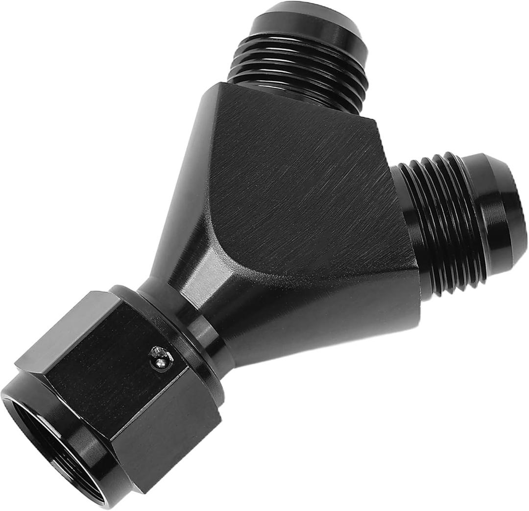 EVIL ENERGY 8AN Female to 8AN Male Flare Fitting, Y Block Union Splitter Swivel Adapter Fitting Aluminum Black