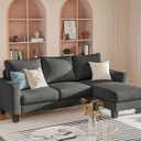 Homall Sofa for Living Room, Couch with Convertible Chaise, 3 Seat L-Shaped Sofas, Comfy Fabric Couches for Apartment, Small Space, Dark Gray