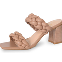 Athlefit Women's Braided Heeled Sandals Summer Square Open Toe Chunky Block Heels, Size 8