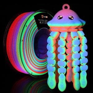 LOVOON 3D Printer Filament Luminous Glow Rainbow PLA,Magic irradiative 3D PLA Filament 1.75mm, for Halloween and Christmas Decorations, Glow-Rainbow 6,1KG(2.2lbs)/Spool
