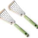 Cosamtec Silicone Fish Spatula Flexible Curved Edge Slotted Turner for Non-Stick Cookware Egg Pancake Flipper with Heat Resistant Nylon Handle, Set of 2