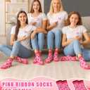 36 Pcs Football Breast Cancer Awareness Gifts for Women Pink out Socks Makeup Bags Pins for Breast Cancer Awareness Month Pink out Football Games