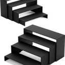 Black Matte Metal Display Stand,8 Pcs 2 Set Display Risers, Metal Rectangular Display Shelf Holders for Showcase, Dessert, Perfume, Vendor Events, Cupcake Stands, Toys Display Shelves ( 8Pcs-Black, 7L~8L~9L )
