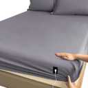 Grounding Sheets Twin Size (39x75x14in), 90% Organic Cotton + 10% Silver Fiber, Grounding Sheet for Bed, Fitted Grounded Sheet for Improved Sleep, Earth Sheets with 15FT Cord Gray