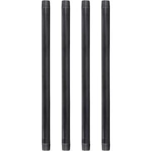 PIPE DECOR 3/4 x 18 Black Steel Plumbing Pipe, Pre Cut, Industrial Steel Grey Fits Standard 3/4 Inch Threaded Black Malleable Iron Fittings, Build Vintage DIY Furniture, 4 Pack