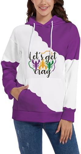 TMSD Women's Mardi Gras St.Patrick's Day Long Sleeve Hoodie with Pocket, XXL 