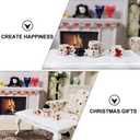 Zerodeko 3pcs Christmas Mini Tea Sets, Miniatures Dollhouse Ceramics Tea Cup Models Christmas Scene Ornaments Coffee Mug Decoration Miniature Dollhouse Accessories Set