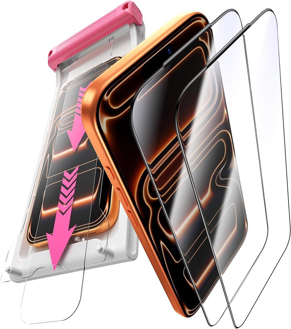 2 x Hoerrye Screen Protector for iPhone 17 Pro - [HD Clear][Easy Installation] Case Friendly,Tempered Glass 9H Hardness Shatterproof,Anti Fingerprint,Bubble Free,2 Pack