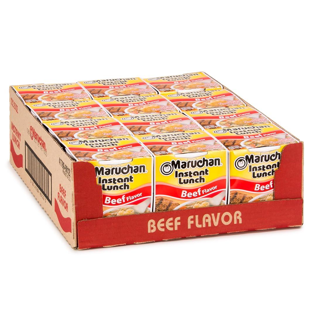 Maruchan Instant Lunch Beef, 2.25 Oz, BBD: 02/09/2027, Pack of 12