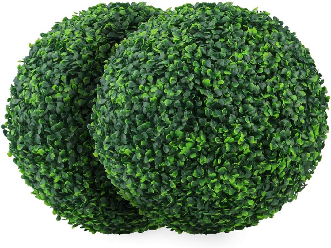Sunnyglade 2 PCS 15.7 inch 4 Layers Artificial Plant Topiary Ball Faux Boxwood Decorative Balls for Backyard, Balcony,Garden, Wedding and Home Dcor (15.7 inch)
