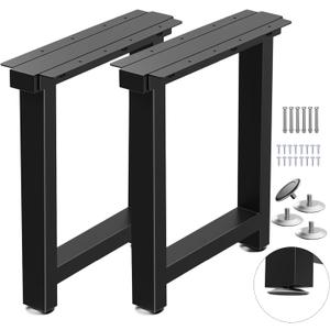 Metal Table Legs Heavy Duty, 16H x 18W, Metal Furniture Legs for Dining Desk Bench and Coffee Table, Industrial Black DIY Iron Bench Legs, Set of 2 (Rectangle)