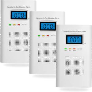 Combination Gas & Carbon Monoxide Detectors - 3 Packs Plug in Carbon Monoxide Alarm & Natural Gas Detector for Home, 2-in-1 Co Detector & Combustible Gas Detector with Digital Display, Easy to Install, EXP: 5 Years After Installation