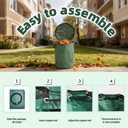 3-Pack Reusable Yard Waste Bags with Lid, 72 Gallon Heavy Duty Lawn and Leaf Bags with Gardening Gloves, Self-Standing Collapsible Garden Waste Container with 4 Reinforced Handles for Debris & Grass