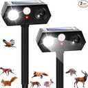 2026 Sonic Fortress Pro Deer Repellent Devices Solar Ultrasonic Animal Repellent Outdoor with Motion Sensor & Flashing Light Cat Squirrel Deterrent to Keep Racoon Rabbit Out of Yard & Garden 2 Pack