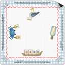 Coastal Beach Mahjong Mat 31.5 x 31.5 in, Blue and White Plaid Mahjong Mat for Table, Non-Slip Noise Reduction Game Table Cover Tablecloth for Card Poker Dominoes Dice and Board Games
