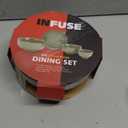 INFUSE 4pc Dining Set, Green 

3 piece set: 7.79 inch diameter x 3.74 inch height large , 5.94 inch diameter x 2.83 inch height medium bowl, 3.89 inch diameter x 2.36 inch height small bowl