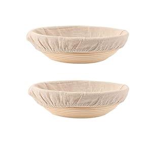 DOYOLLA Bread Proofing Baskets Set of 2 12 inch Round Dough Proofing Bowls w/ Liners Perfect for Home Sourdough Bakers Baking