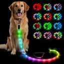 BSEEN Light Up Dog Leash - LED Dog Leash Type-C Rechargeable, 13 Lighting Modes, Glow in The Dark Pet Lead with Soft Handle for Small Medium Large Dogs Night Walking Safety (RGB, 4 Ft)