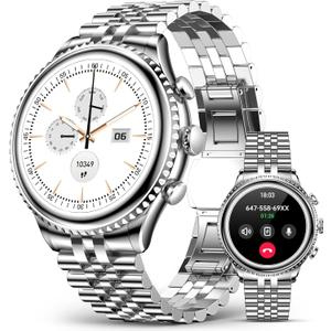 SOUYIE 2026 Smart Watch for Men Answer/Make Call for Android iPhone, 1.32" AMOLED HD Screen Mens Luxury Watch, 1st Heavy Duty Smartwatch Heart Rate Blood Oxygen Blood Pressure Sleep Monitor Pedometer (Silver)