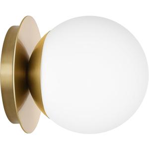 1 Pack Gold Wall Sconce, Modern Bathroom Sconce with Milky Globe Glass, Wall Light for Bathroom Mirror, Living Room, Hallway (Bulb Not Included) (6 x 6 inches x 1 pieces)