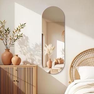 Niccy 48"16" Frameless Oval Full Length Mirrors, Long Wall-Mounted Mirror for Living Room, 4mm Ultra-Clear Large Body Mirror, Explosion-Proof Hanging Wall-Mirror for Bathroom Bedroom Entryway