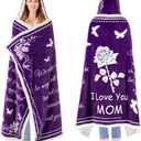 Mothers Day Gifts for Mom, Wearable Hoodie Blanket for Birthday Gift, Mom blanket Gifts from Daughter, Son, Husband, Sherpa Fleece Mother Blankets, Soft, Wife, Mama, purple (50*70)