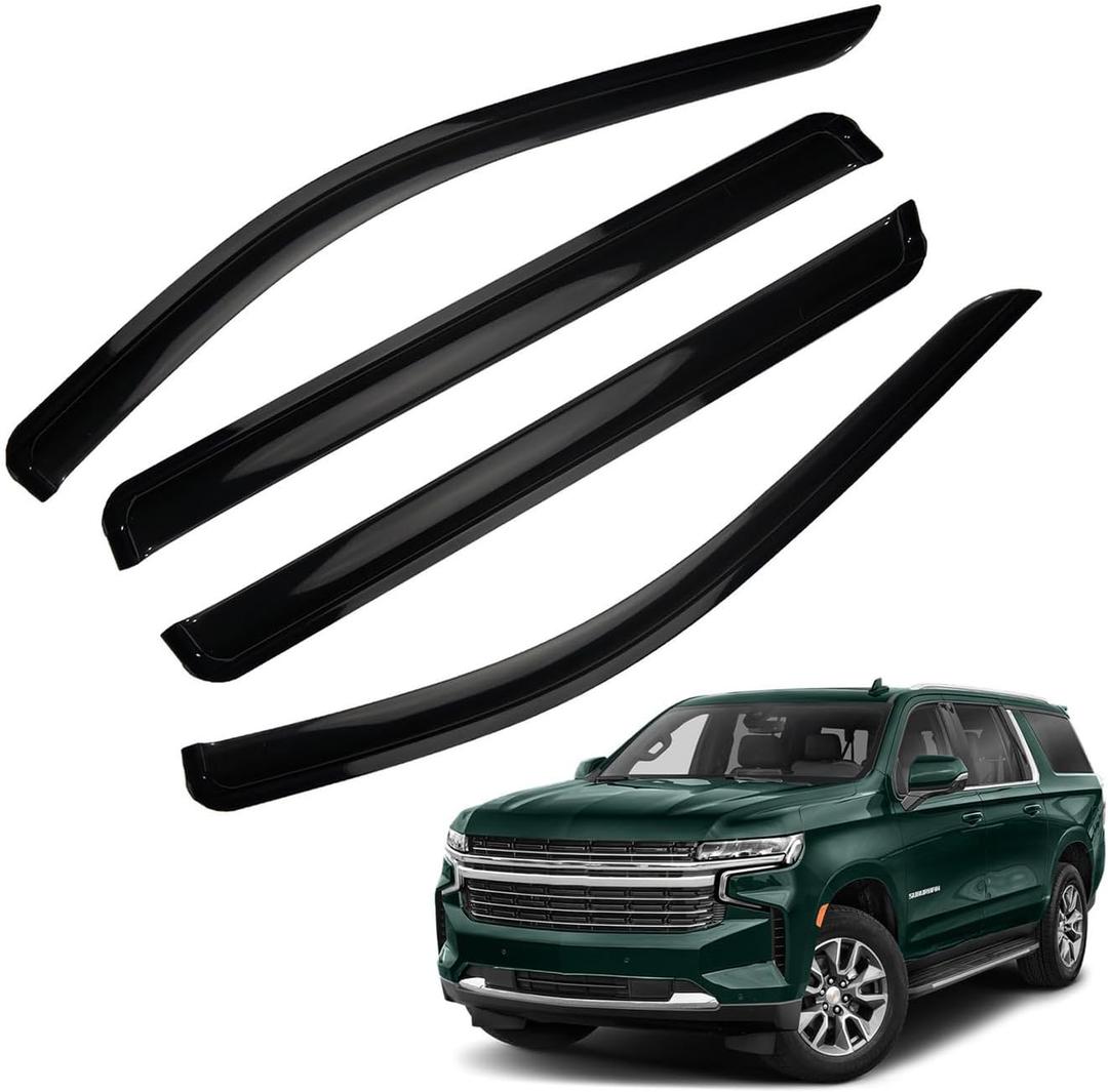 Rain Guards Compatible with 2021-2024 Chevy Suburban GMC Yukon XL Cadillac Escalade ESV, Set of 4 Tape-On Side Window Visor Wind Deflector Vent Visors Car Accessories 4pcs