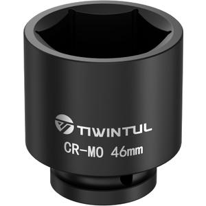 3/4 Inch Drive Metric Impact Socket 46mm, 6-Point Design, Heat-Treated Chrome Molybdenum Alloy Steel, Spindle Axle Nut Socket for Auto Repair, Easy Removal