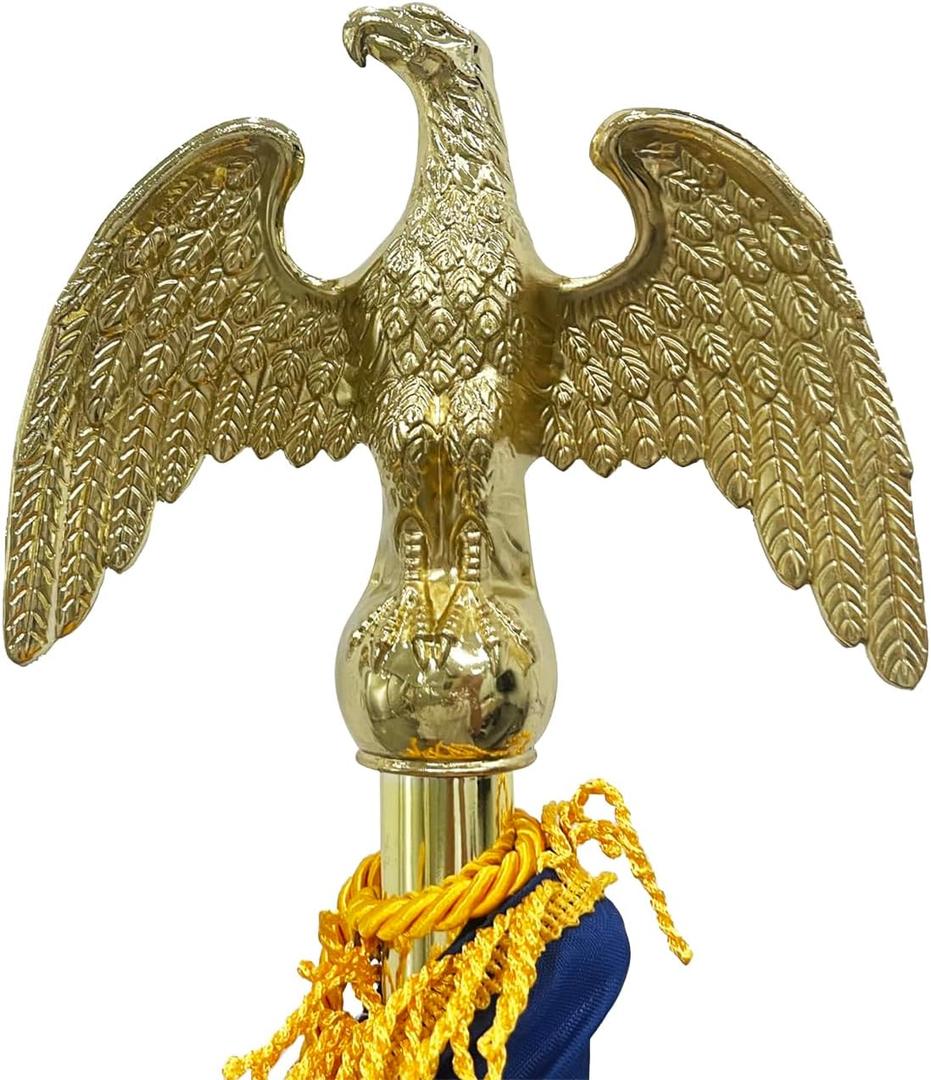 FRF FLAG Gold Eagle Head for Decorating Indoor Flagpoles, Made of Zinc Alloy That is Unbreakable, Eagle Flag Pole Topper, For 1-inch Diameter Flagpoles