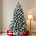 4ft Snow Flocked Christmas Tree Premium Artificial Christmas Tree with 404 Mixed PE Leaves & Tips, Small Realistic Full Pine Unlit Faux Xmas Tree with Snow for Home Office Holiday Decor