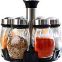 360 Rotating Spice Rack, 6PC Spinning Glass Spice Jars Suitable for kitchen countertops, spice storage, cooking, outdoor BBQ,(Spices Not Included)
