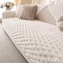 Soft Plush Faux Fur Couch Cover, Fluffy Non Slip Sectional Sofa Covers for 3 Cushion Couch, Furniture Protector Sofa Slipcover(1 PCS 36"x70" White)