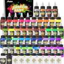 ABEIER Airbrush Paint Set - 46 Colors (30ml/1oz) with 8 Thinners, Ready to Spray Non-Toxic Acrylic Air Brush Paint for Models, Shoes, Canvas, Wood, Leather & Nails - 54 Bottles Total