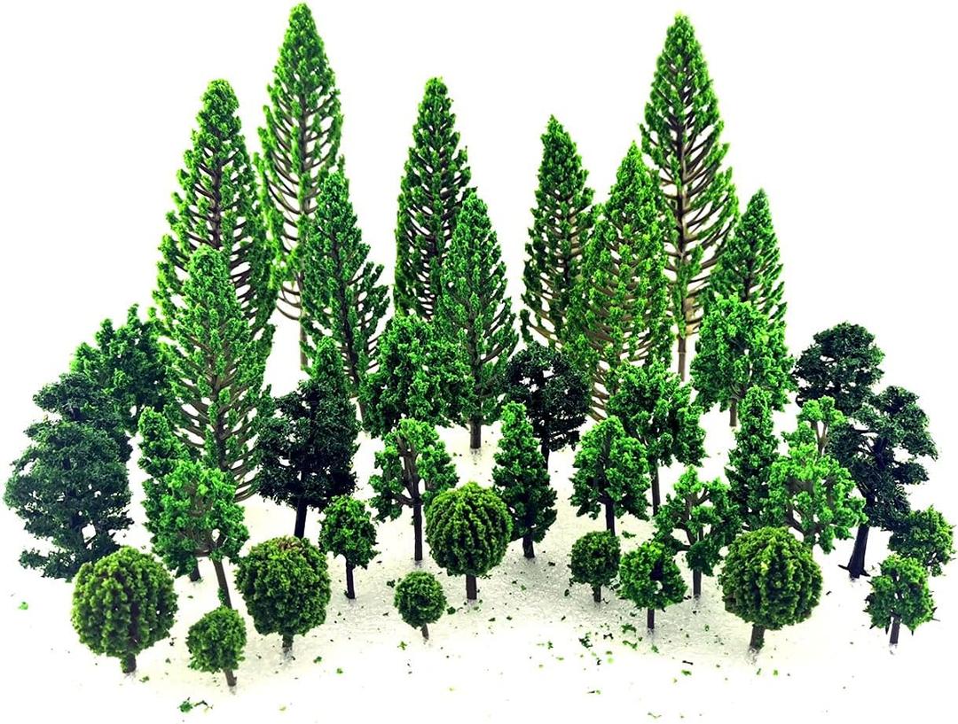 SaktopDeco 40 PCS Miniature Trees Bushes Model Trees Diorama Trees Woodland Scenic Train Scenery Railroad Architecture Fake Trees