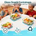 3 Pack Glass Snack Containers, Glass Snack Pack Containers with Airtight Lids, No Leak, Easy Open Small Food Storage Container, Reusable Meal Prep Container, Perfect Lunch Box for Outdoor