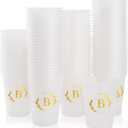 100 Monogrammed Cups Disposable Initial Plastic Cup 12 oz Wedding Personalized Cup for Wedding Reception Baby Shower Birthday Party(Letter B)