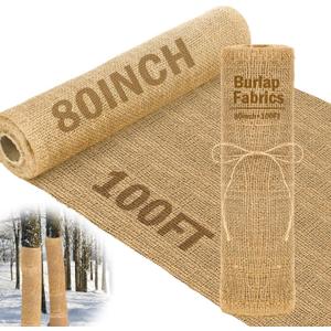 Buryeah 1 Pack 80 Inch X 100 ft Burlap Fabrics Roll Natural Jute Garden