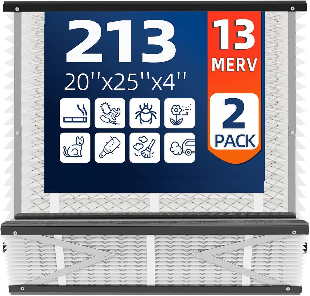 2 Pack 213 Replacement Air Filter, MERV 13, Actual Size: 20.47"x25.6"x3.94", Nominal Size: 20''x25''x4'', HVAC Furnace Filter, Compatible with AprilAire Models 1210, 1620, 2210, 2216, 3210, 4200
