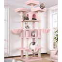 Globlazer Big Pink Cat Tower for Indoor Cats, 80inch Cat Tower for Multiple Adult Cats XXL Cat Tree with Scratching Post, Hammock, 3 Perches, 2 Condos, 2 Hanging Basket, F80, Pink